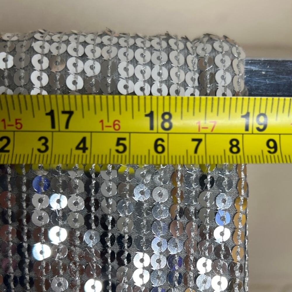 Y2K Sequin Silver Metallic 100% Cotton Tank Top *Dimensions In Picture* - Picture 5 of 5